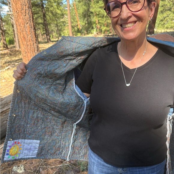 Upcycled quilted, Patchwork Hooded Jacket - Picture 9 of 9